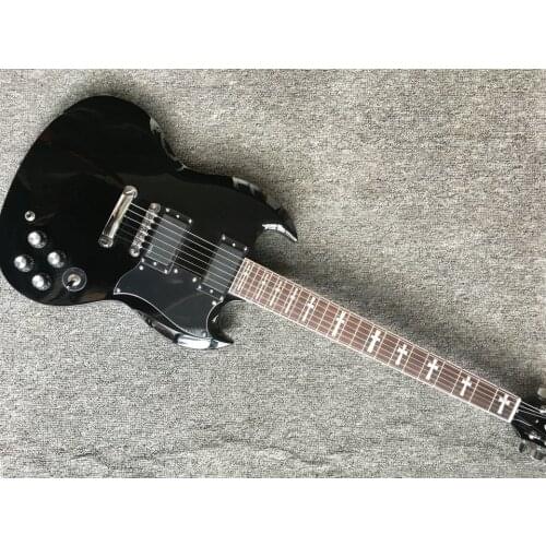 Custom shop electric guitar active pickups humbucker black color sg guitar