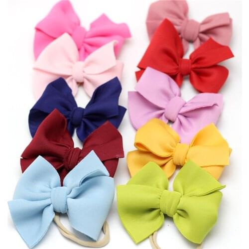 Large Bow for Girl Headband Solid Nylon Hair Bands Scuba Cotton Hairbows Baby Headbands Newborn Kids Toddler Headwrap Haarband