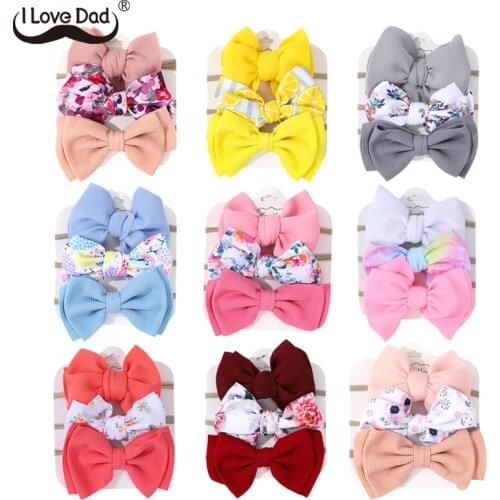 3 Pcs/Set Flower Bows Baby Headband Nylon Soft Baby Girl Headbands Elastic Hair Accessories Princess Baby Hair Band Turban