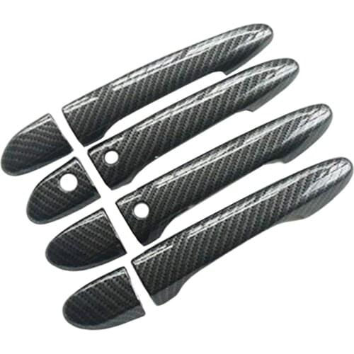 Sport Carbon Fiber Style Door Handle Cover Trim for Mazda 2 3 6 CX-3 CX-5 CX-9 (with Keyless Holes)