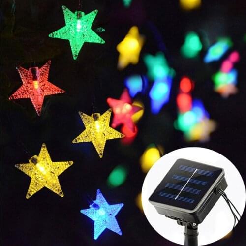 LED Star Fairy Lights String Solar Power Outdoor Waterproof Garden Festoon New Years Garland Wedding Home Christmas Decoration