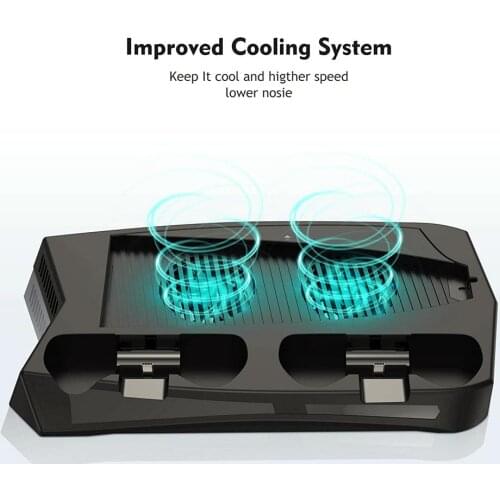 For PS5 Vertical Stand With Cooling Fan Base Dual Controller Charger Console Charging Station Fan Cooler For PS5