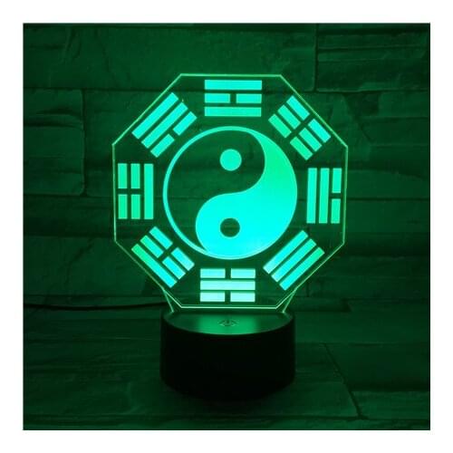 Tai Chi Eight diagrams theme 3D Lamp LED night light 7 Color Change Touch Mood Lamp For Friends Christmas present 182