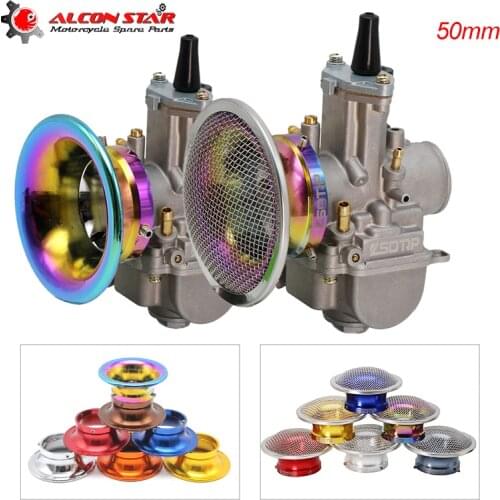 Alconstar- Motorcycle Air Filter 50mm Universal for Motor Car Minibike Cold Air Intake Air Filter Cup for PWK PE carburetor