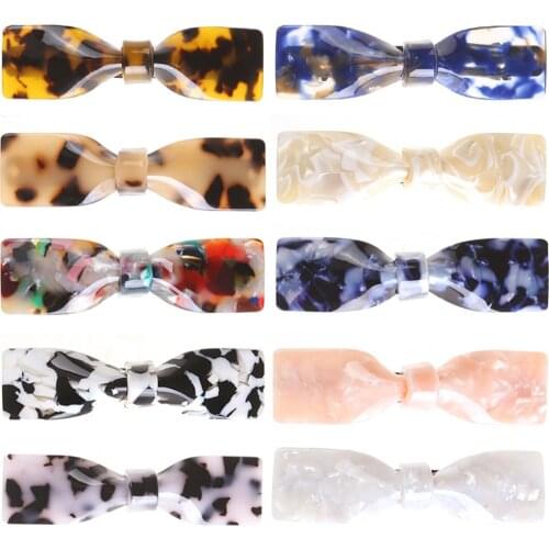 Korean Style Acetate Bow Hair Clip Women Elegant Leopard Print Long Barrette Hair Styling Acccessories