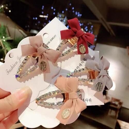 Women Hair Barrettes Crystal Hairgrips Popular Hairpins Waterdrop Hairpins Bow Metal Rhinestone Hair Clip Hair Accessories