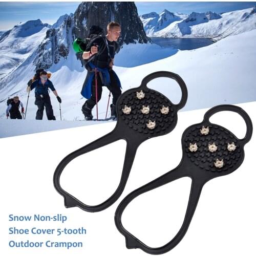 5 Teeth Heel Claw Winter Crampons Spike Ice Shoe Grip Spike Anti-Slip Climbing Irons Crampons Ice Snow Shoe Ice Griper