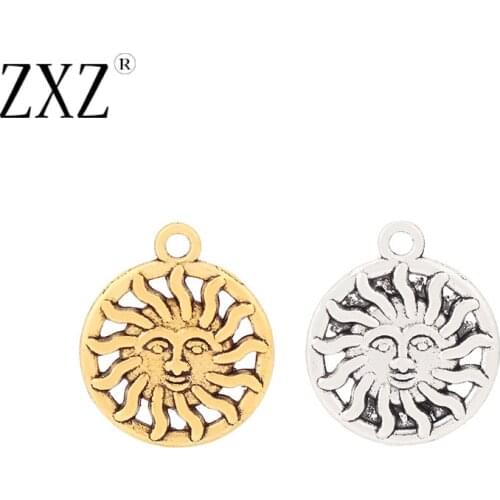 ZXZ 20pcs Tibetan Silver/Gold Tone Sun Charms Pendants Beads for Necklace Bracelet DIY Jewelry Making Findings