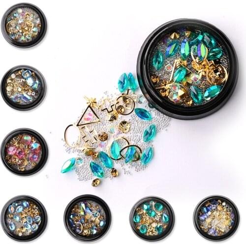 1 set Nail Stone DIY Nail Design Agate Rhinestone Decoration Tips Nail Art Crystal Holographic AB Chameleon Deco for UV Gel