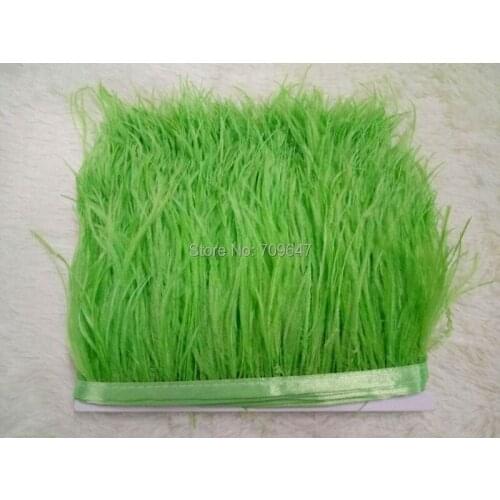 10yards/lot! Lime Green ostrich feather trim fringe on Satin Header 5-6inch in width for Wedding Dress,ostrich feather