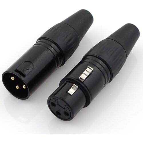 20pcs high quality xlr male and female plugs, pure copper gold-plated feet, 3-pins neutrik style xlr connector welding head