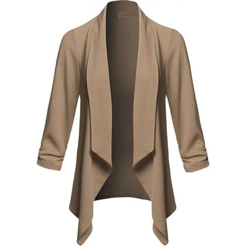 2021 Business Office Women Blazer Solid Color Long Sleeve Blazer Lapel Open Front Short Suit Jacket for Womens Coat