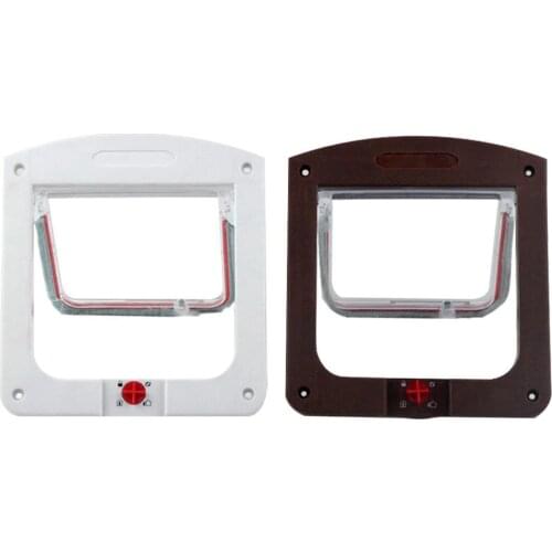 4 Way Lockable Cat Door Security Flap Door ABS Plastic Door Small Gate Supplies For Pets Cats Animal Dogs Puppy Pets Z4K7