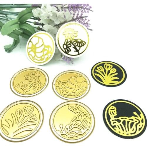 4Pcs Circle Flower Glimmer Hot Foil Plate Die Metal Cutting Hot Stamping Foil Dies Scrapbooking Stencils Photo Album Die Cut