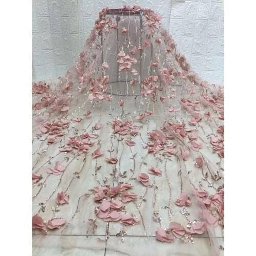 African Lace Fabric 3D Flower French Lace African Tulle Mesh Lace Fabric 2021 High Quality Lace Nigeria Lace Fabric FJ4309