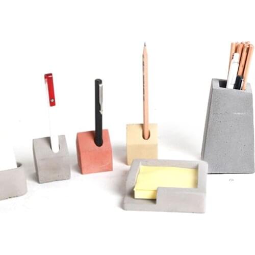 Concrete office supplies silicone mold cement note box mold plaster pen holdermold business card clip mold
