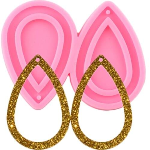 Shiny Tear Drop Hoop Earrings Handmade DIY Epoxy Resin Mould Silicone Keychains Molds Women Trinket Fashion Jewelry Pendant
