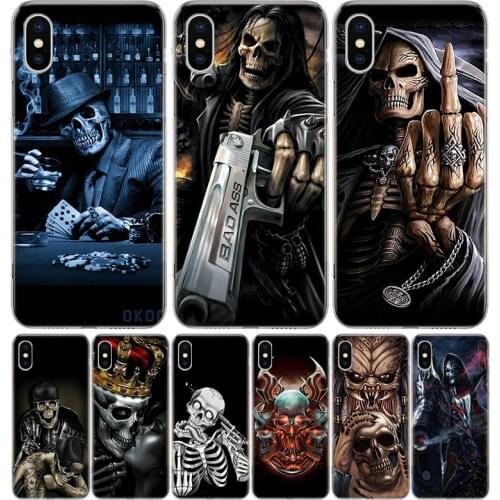 Grim Reaper Skull Skeleton Phone Case for Apple iphone 11 12 Mini Pro XR X Xs Max 7 8 6 6s Plus 7G 6G 5G 5S 5 SE + Customize Cov