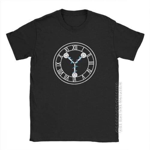 Mens Save The Clock Tower Back To The Future T Shirts Time Machine Travel 80s Movies O-Neck Clothes 100% Cotton T-Shirt