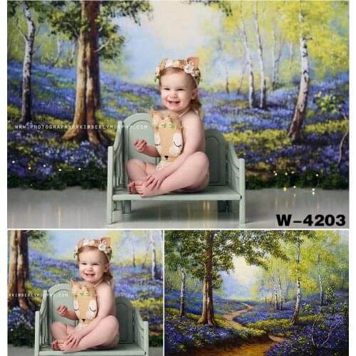 HUAYI Photography Backdrop Newborns Baby Photo Booth Background Watercolor Painting Forest Studio Portraits Photocalls Props