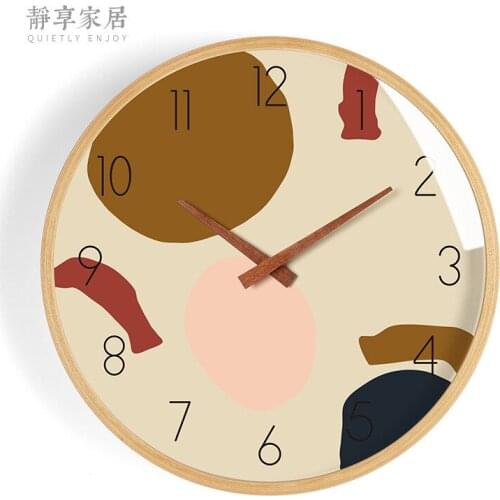 Round Nordic Digital Living Room Glass Wall Clock Silent Creative Wooden Wall Clock Modern Design Reloj Pared Wall Watch BW50WC