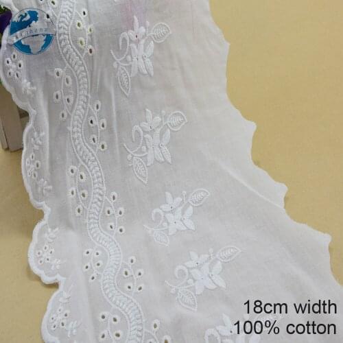 10yards 18cm wide 100% Cotton embroid lace sewing ribbon guipure trim warp knitting DIY Garment Accessories wedding lace#3388