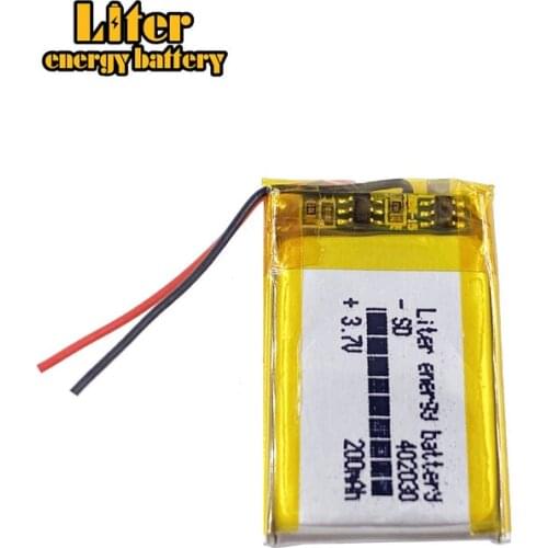 3.7V 402030 200mAh polymer lithium battery li-po Rechargeable batteries Cell For MP3 MP4 Bluetooth Headset GPS