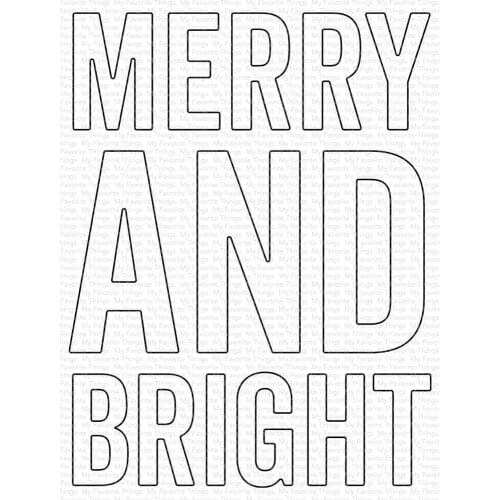 Metal Cutting Dies Christmas merry and rtight for Scrapbooking Steel Craft Die Cut Embossing Paper Card Album Stencil