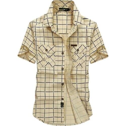 Youth Male Plaid Shirt Tide Shirt 2021 Hot Sale Summer Shirts New Men Short Sleeve