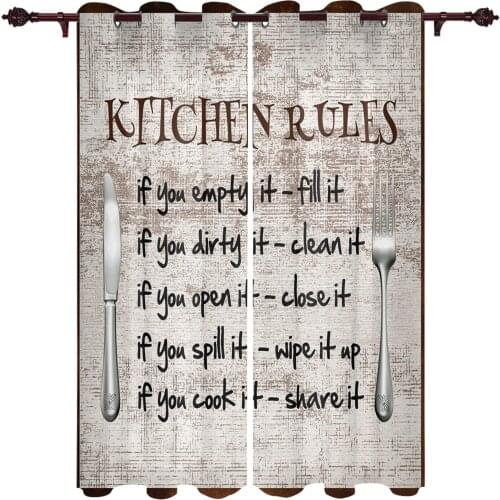 Kitchen Rules Retro Wood Grain Window Curtains Kitchen Bedroom Drapes Home Decor Luxury Curtains for Living Room