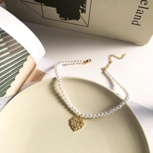 Punk Gothic Harajuku Pearl Chain Hollow Heart Pendant Retro Cross Choker Collar Necklace Fashion Women Girl Charm Jewelry