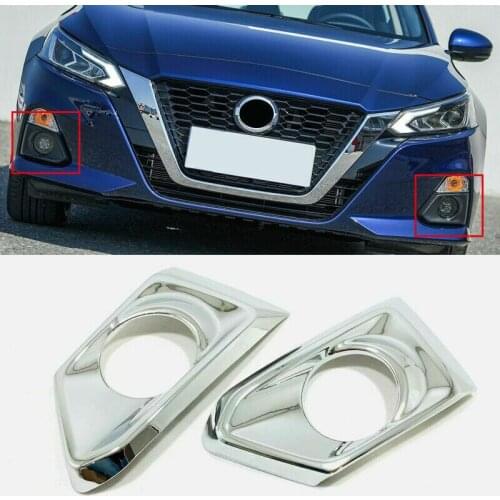 Fit For Nissan Altima 2019 ABS Chrome Front Fog Light Lamp Cover Trim Bezel 2pcs