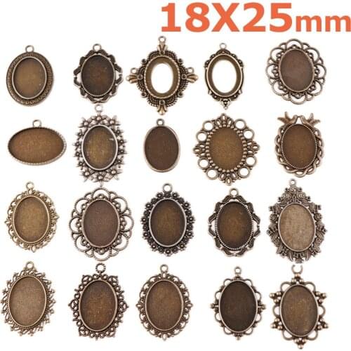 Variety Of Oval Glass Convex Base Set Pendant Tray Blank Bezel DIY Antique Bronze Jewelry Production