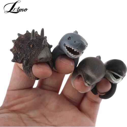 Realistic Wild Animals Figure Rings Learning Party Favors Toys For Boys Girls Kids Toddlers Forest Cute Dinosaur Dolphin Ring