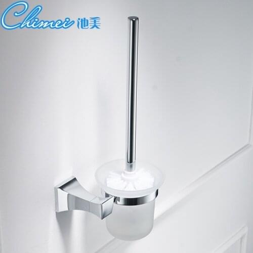 Silver Copper Toilet Brush Holders Luxury Finish Toilet Brush Holder with Glass Cup Household Products Bathroom Decoration Sj88