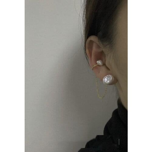 925 Sterling Silver Freshwater Natural Baroque Drop Pearl Stud Earring Single Retro Wedding Luxury Jewelry for Women Gift New