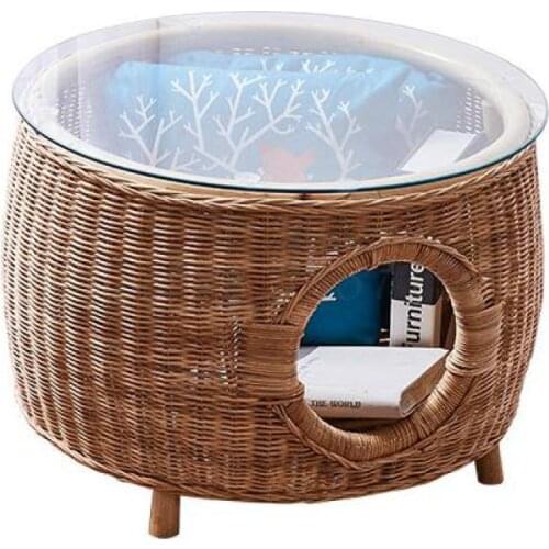 Net red semi-closed summer rattan pet kitten bed cat nest dog nest four seasons universal easy to clean cat nest coffee