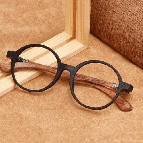 Ultralight Round Wood Optical Glasses Frame Men Women Myopia Prescription Eyeglasses Progressive Spectacles Frame fake glasses