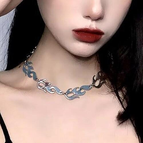 Harajuku Punk Style Flame Choker Necklace Jewelry Women Collares Gothic Hip Hop Link Chain Necklace Collares Mujer Jewlery