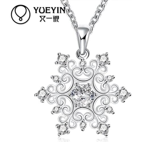 Hot brand silver plated necklace for women Fashion Pendant jewelry Carved geometric zircon lady Necklace chain jewelry N771