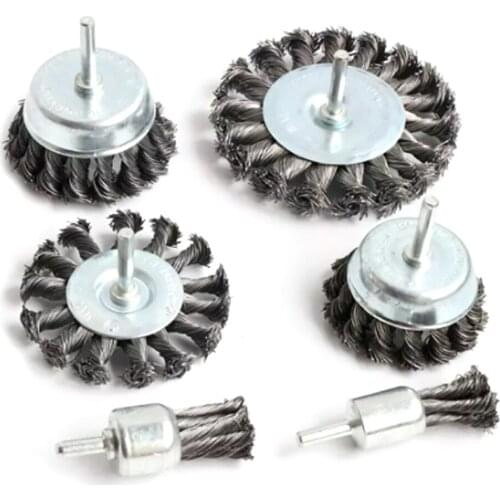 1Pc Steel Rotary Joint Knot Flat Wire Wheel Cup Brush Disk Rust Removal Polishing For Drill Angle Grinder Gadget Rotary Tool