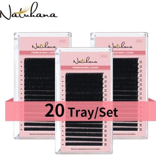 NATUHANA 20Cases/Lot 8-15mm Mix 100% Handmade False Eyelash Extension Supplies Silk Mink Eyelashes Individual Cilia Lash Beauty