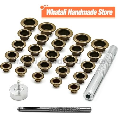 200set Copper Color Metal Eyelet Grommets With Eyelet Punch Die Tool Set For Bag Shoes Belt Clothing Leathercraft Accessories