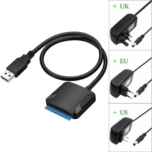 USB to Sata Cable Adapter Converter USB 3.0 Cables Converter For Samsung Seagate WD 2.5inch 3.5 HDD SSD with AC DC Power Adapter