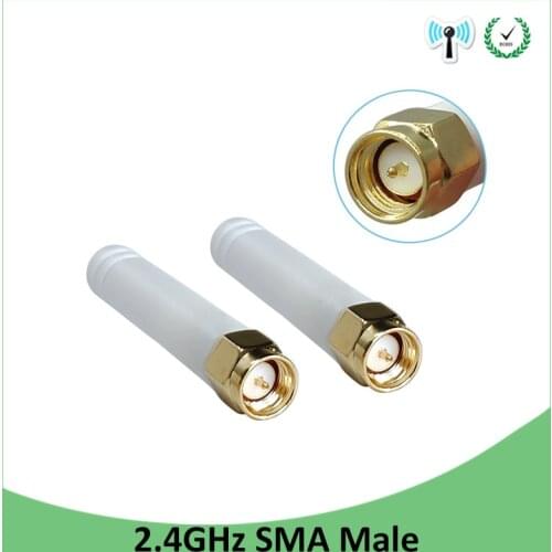 2pcs 2.4GHz antenna wifi SMA Male Connector 2~3dbi 2.4 ghz antena wi fi Small Size antenne white wi-fi antenas antennas router