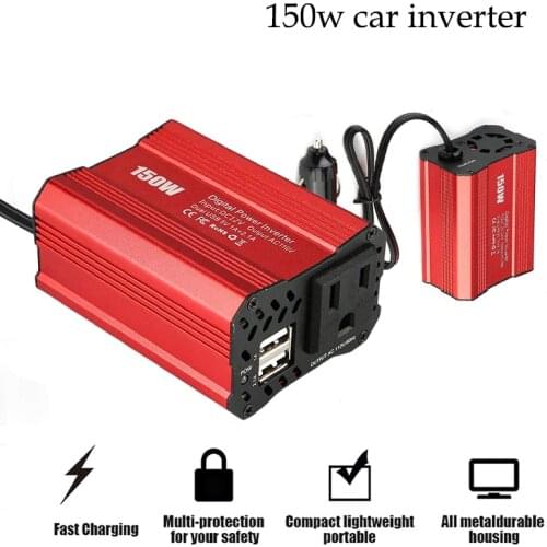 Inverter 12 V 220V EU 150 W Car Power Converter Automobile Charger 12V 110V US Adapter Cigarette Lighter With 2 USB Investor