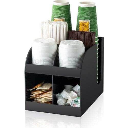 Bar storage rack, milk tea shop straw box, disposable paper cup extractor, milk ball spoon storage rack, layered Division
