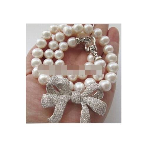 FREE SHIPPING>>>AAA 18" 10-11mm natural white round freshwater pearl necklace