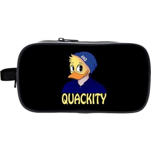 Quackity Pencil Case Office Student Pencil Bag Cute Large-capacity Double-layer Pen Case School Supplies Pen Box Stationery Bags