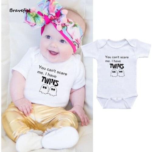 Infant Baby Girls Boys Bodysuit Romper Jumpsuit Clothes Outfits 0-24M Summer Newborn Outwear You Can't Scare Me I Have Twins